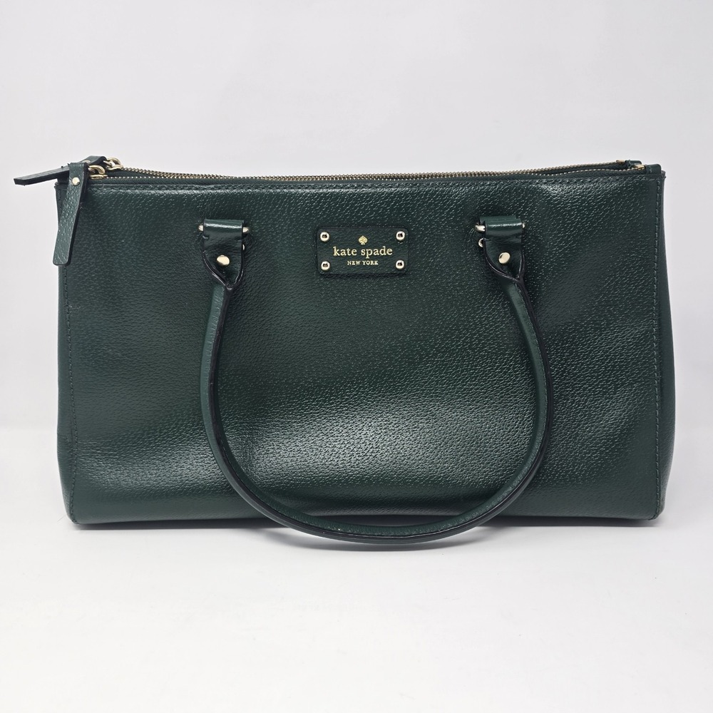 Kate Spade New York Dark Green Pebbled Leather Satchel Bag WKRU2485